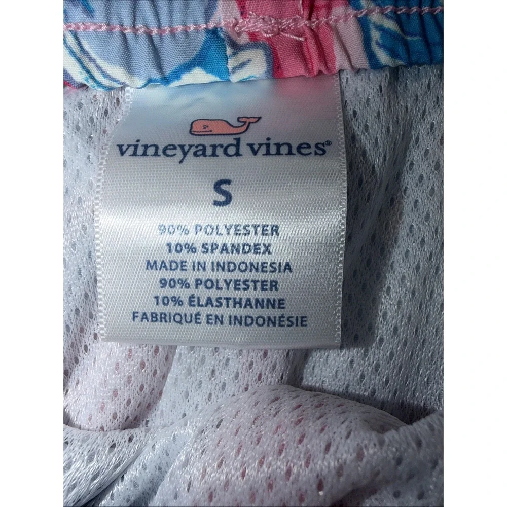 VINEYARD VINES Swim Shorts Mens Small Blue Pink Floral‎ Mesh Lined Chappy Trunks